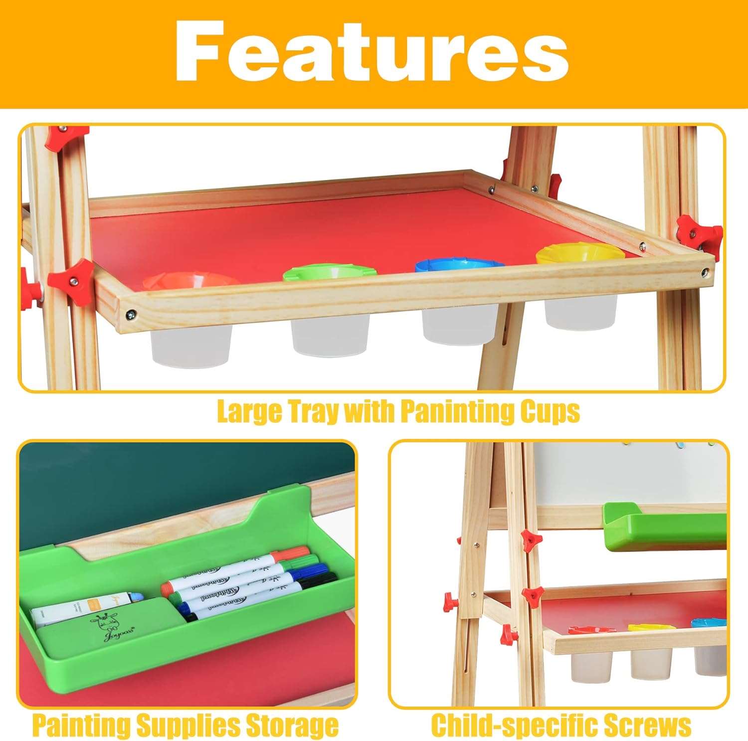 Adjustable Magnetic Double-Sided Drawing Board with Paper Roll