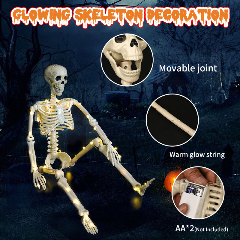 90cm Warm Light Stand-able Hanging Halloween Luminous Skeleton