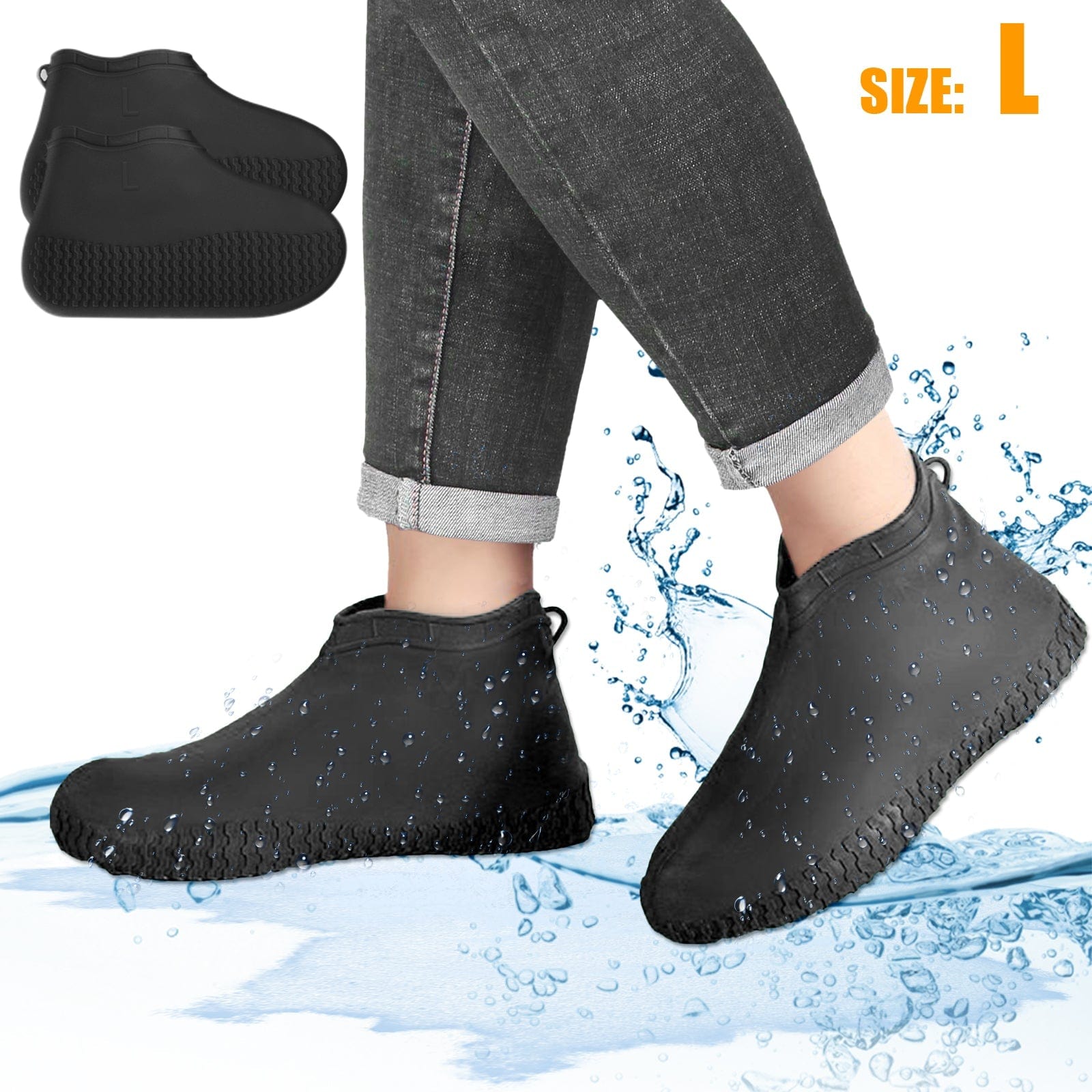 L Anti-Slip Silicone Rain Shoe Covers Reusable Waterproof Shoes Cover Protector US