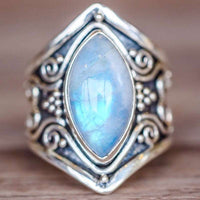 White / 10 Antique silver vintage moonstone ring bracelet