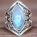 White / 10 Antique silver vintage moonstone ring bracelet