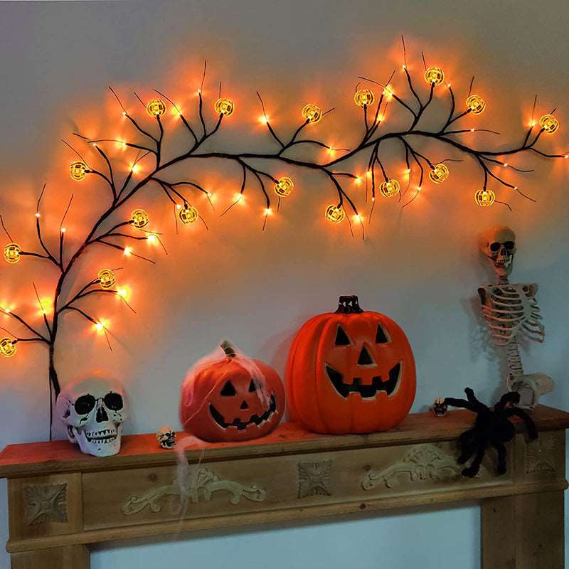 18Pumpkin Rattan Lanterns Arrange Halloween Rattan Light LED