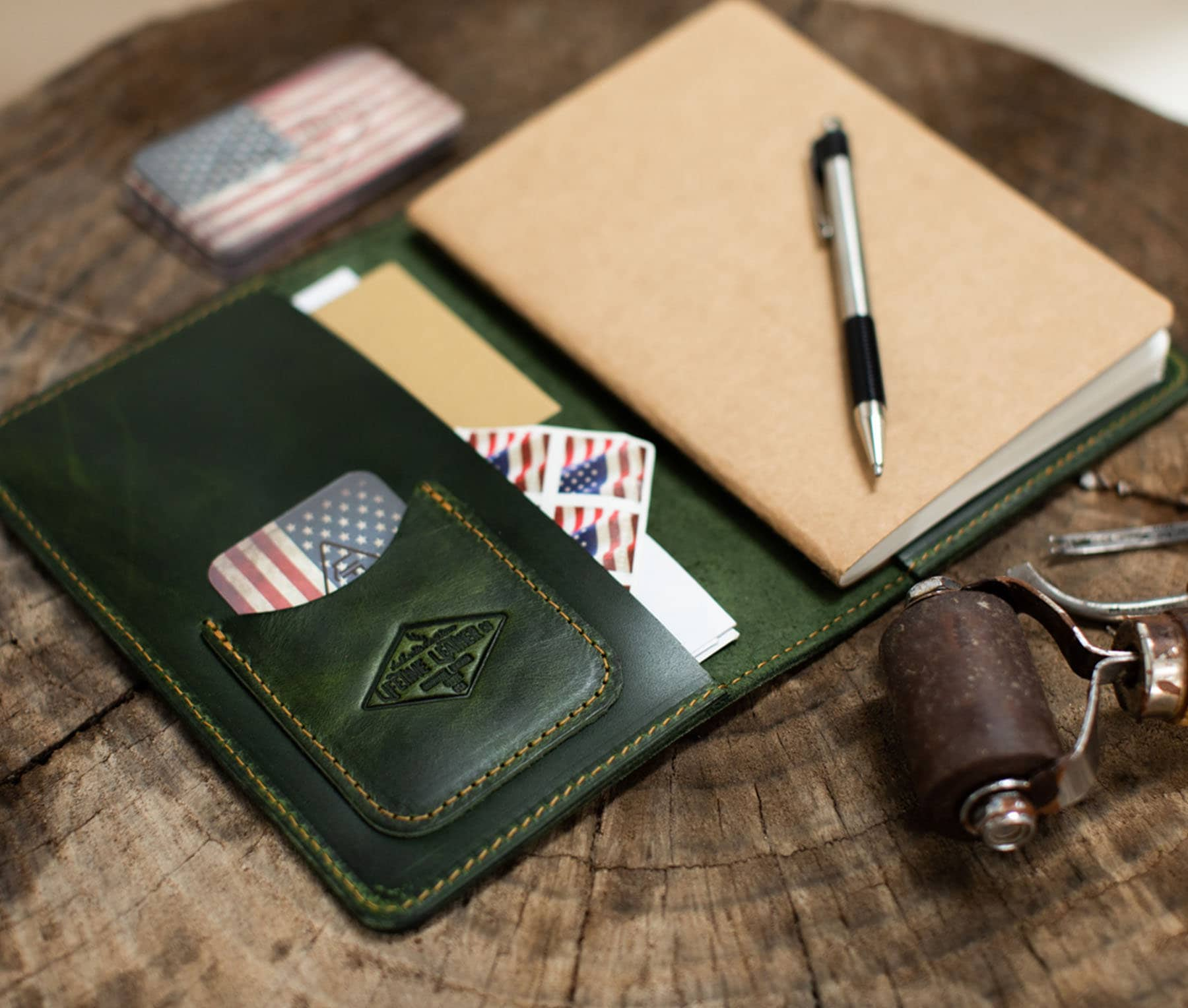 Artisanal Compass Leather Journal - Handcrafted, Custom Fire-Branded, and Refillable Leather Journal, Made in the USA