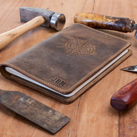 Artisanal Compass Leather Journal - Handcrafted, Custom Fire-Branded, and Refillable Leather Journal, Made in the USA