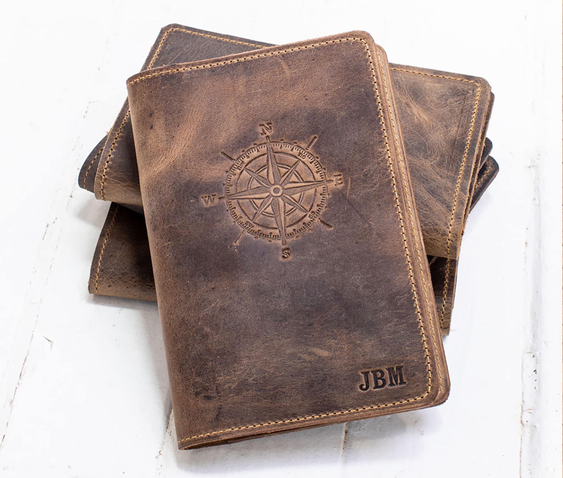 River Stone / 6. Lifetimeleatherco Artisanal Compass Leather Journal - Handcrafted, Custom Fire-Branded, and Refillable Leather Journal, Made in the USA