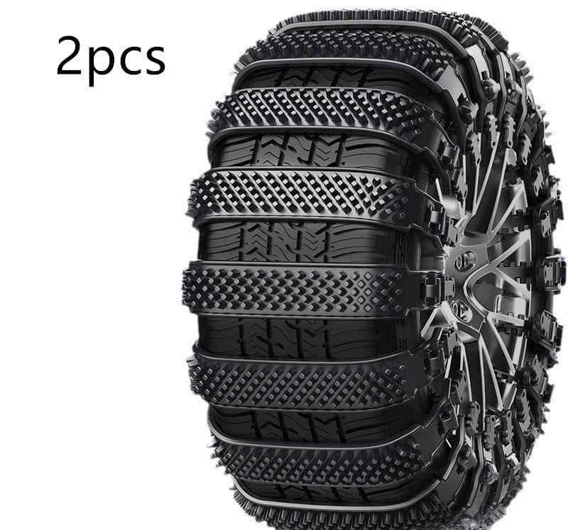 Black 2PCs Automobile Emergency General-purpose Snow Cleat Tire Chain