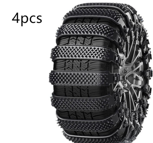 Black 4PCs Automobile Emergency General-purpose Snow Cleat Tire Chain