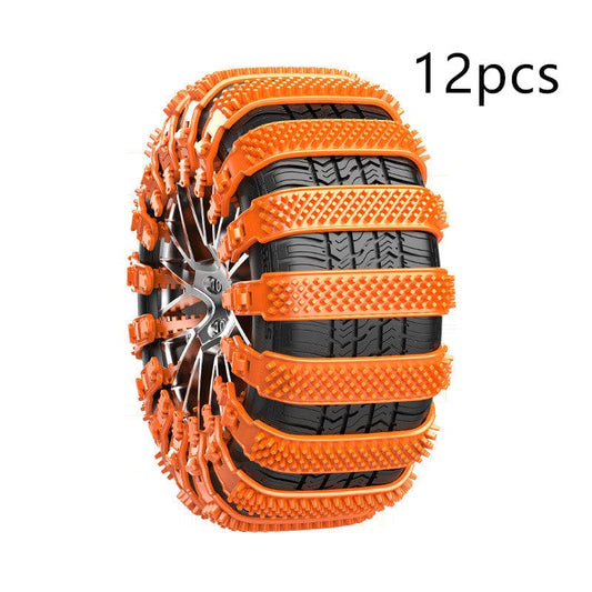 Yellow 12PCs Automobile Emergency General-purpose Snow Cleat Tire Chain