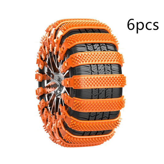 Yellow 6PCs Automobile Emergency General-purpose Snow Cleat Tire Chain