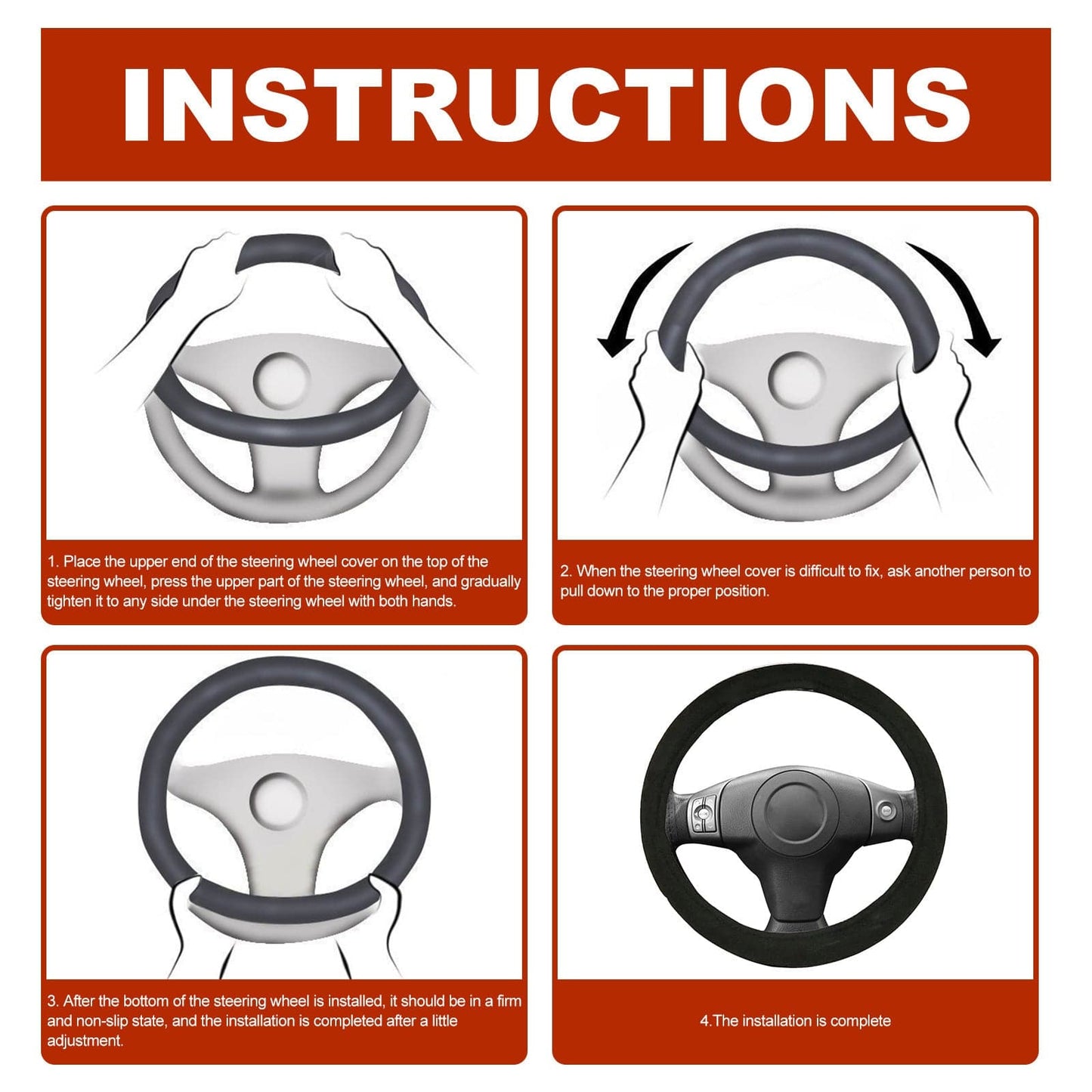 Black / 38cm Automobile Steering Wheel Heating Sleeve