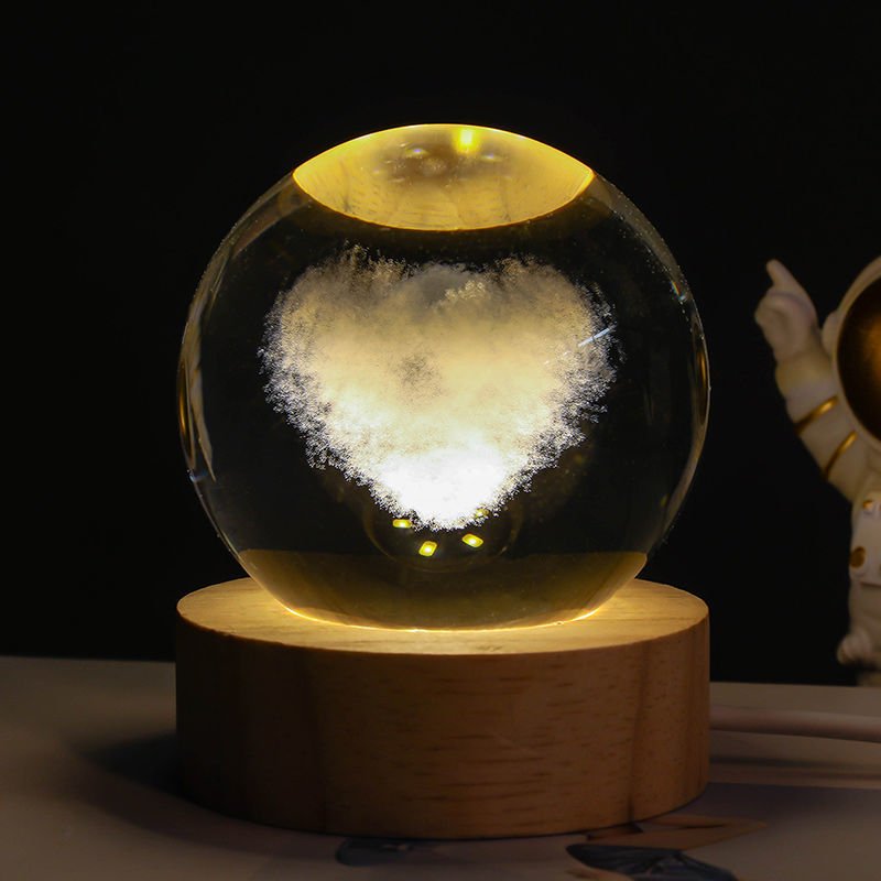 Luminous Starry Sky Crystal Ball Night Lamp - Moon & Planet Projection Ambience Light Gift