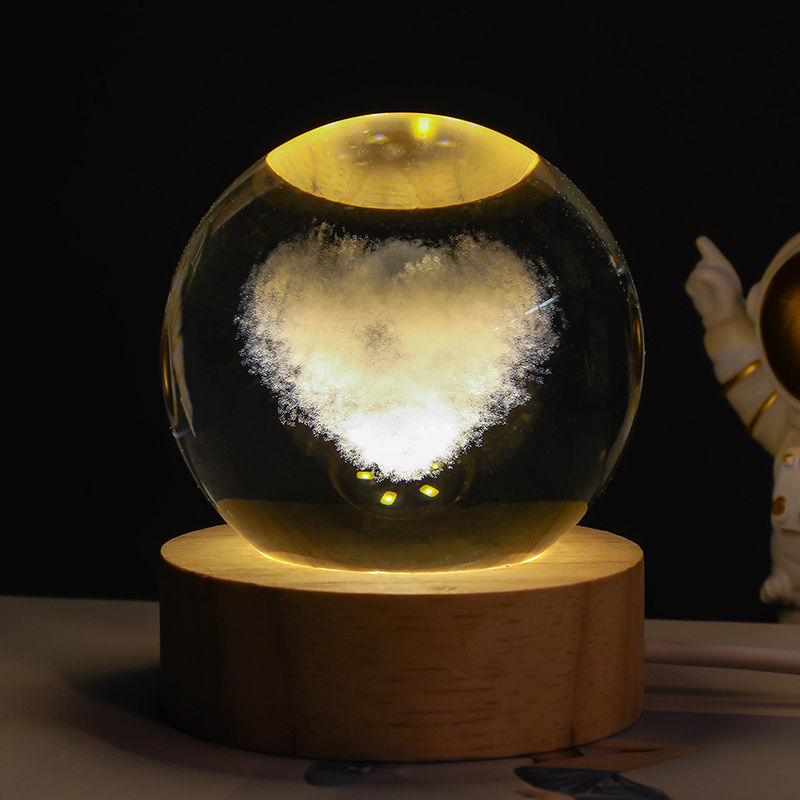 Luminous Starry Sky Crystal Ball Night Lamp - Moon & Planet Projection Ambience Light Gift