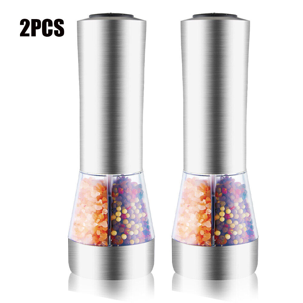 Battery Powered Electric Salt and Pepper Grinders with Adjustable Coarseness