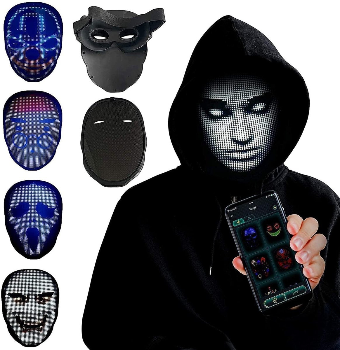 Halloween Full Color LED Luminous Face Changing Mask - Party & Bar Props