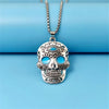 Halloween Skull Necklace with Day of the Dead Lotus Pattern