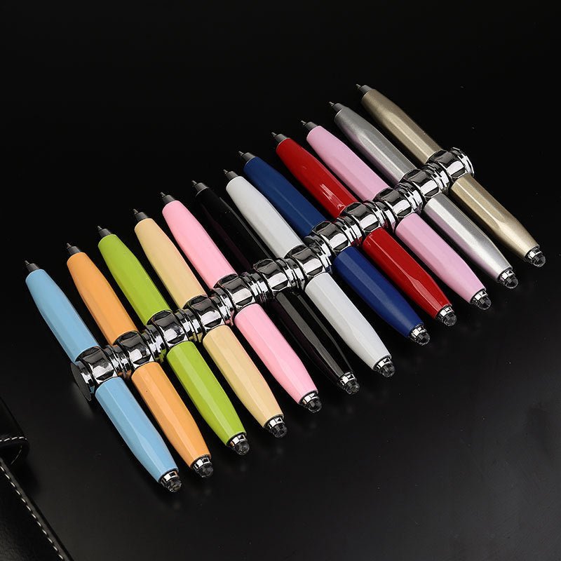 Creative Multi-Function LED Pen with Spinning Decompression Gyro - Stylish Metal Ballpoint Pen for Office and School Supplies