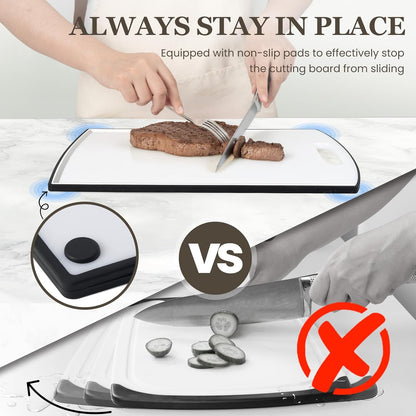 Non-Slip Cutting Board Set of 3 – Extra Large Dishwasher Safe Plastic Chopping Boards with Juice Grooves & Easy Grip Handles