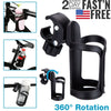 Black Bike Cup Holder - Water Bottle Cage Mount for Bicycle Handlebar Cycling Beverage Drink