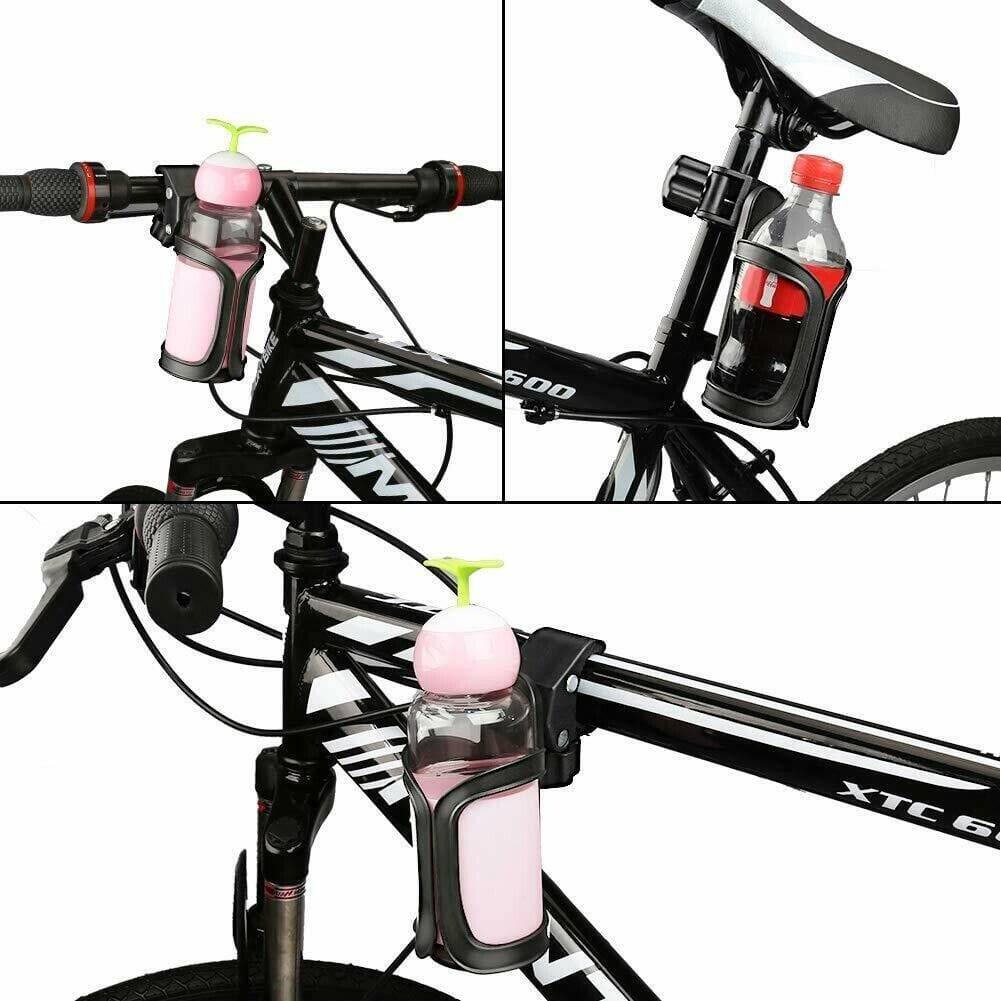 Black Bike Cup Holder - Water Bottle Cage Mount for Bicycle Handlebar Cycling Beverage Drink