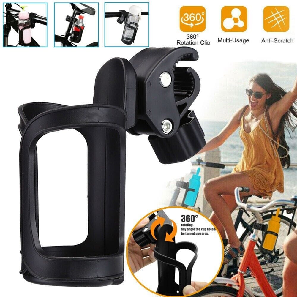 Black Bike Cup Holder - Water Bottle Cage Mount for Bicycle Handlebar Cycling Beverage Drink