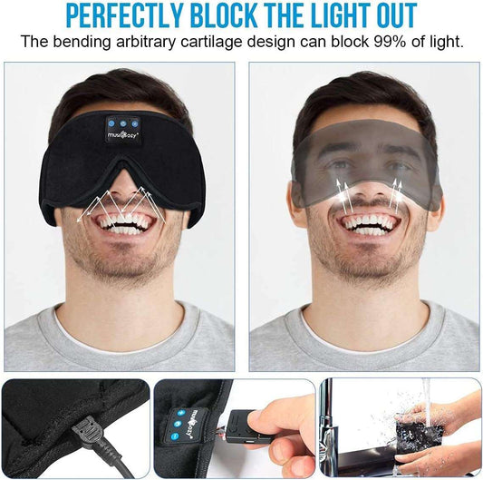 Black Bluetooth 5.2 Headband Sleeping Headphones, Wireless Music Earbuds