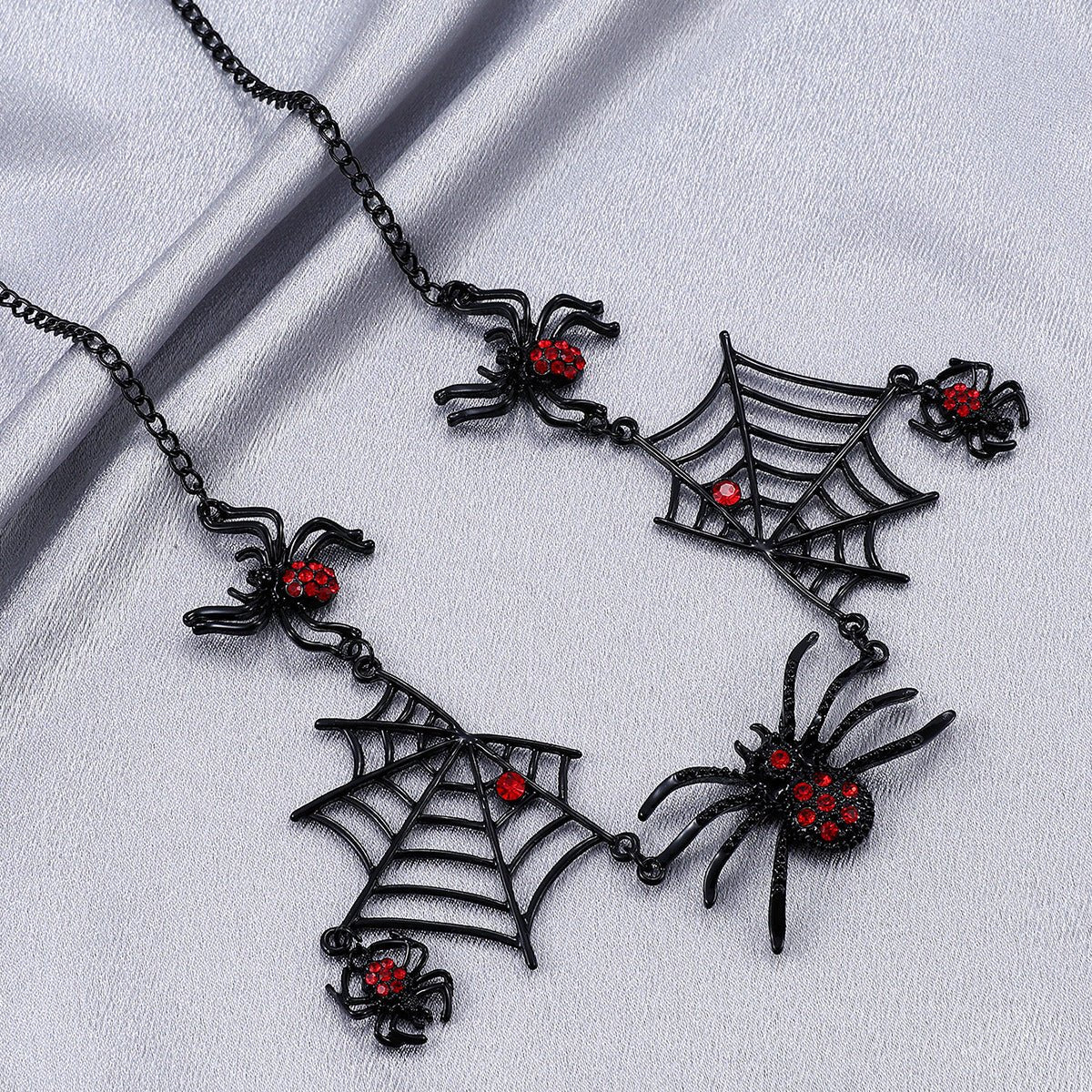 Unique Halloween Jewelry: Spider and Web Pendant Necklace