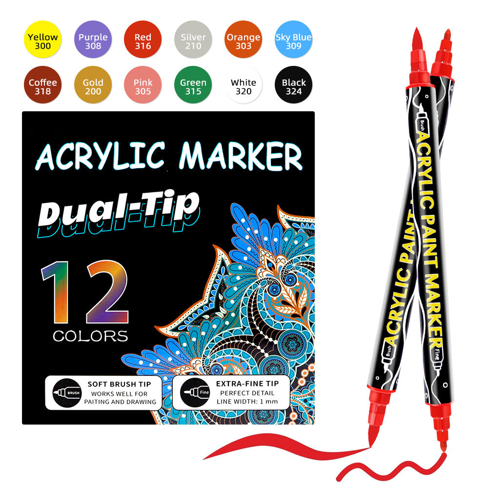 Double-Headed Acrylic Marker Pen - Stackable Water-Based Paint Brush