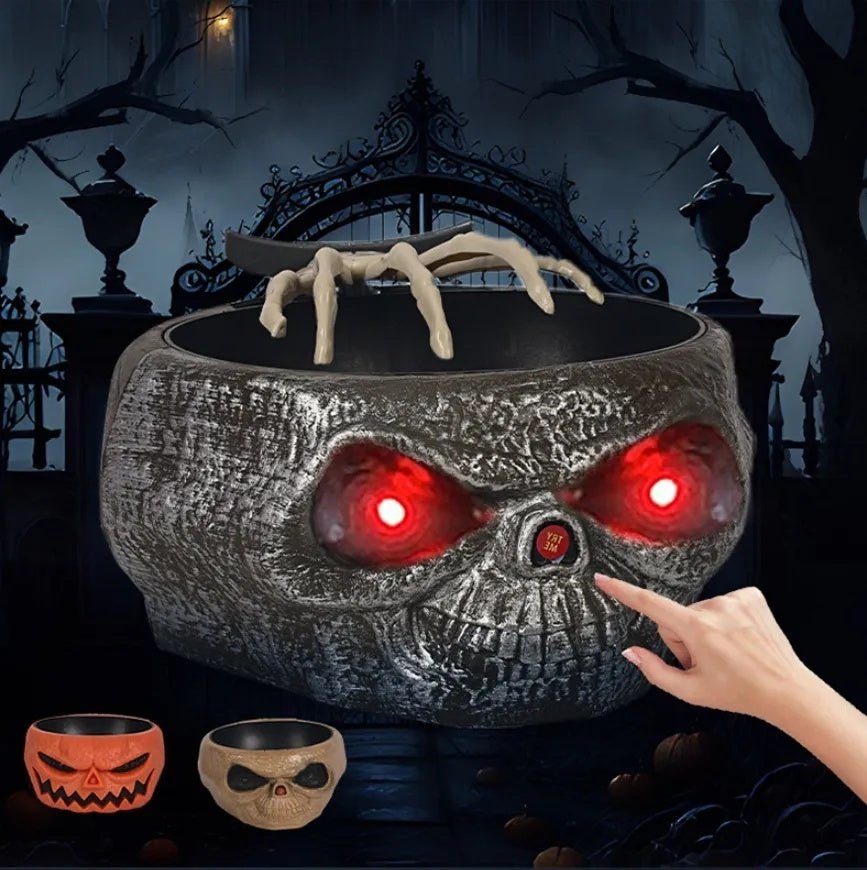 Halloween Motion-Activated Pumpkin Candy Bowl with Hand - Battery Operated Trick-or-Treat Serving Dish