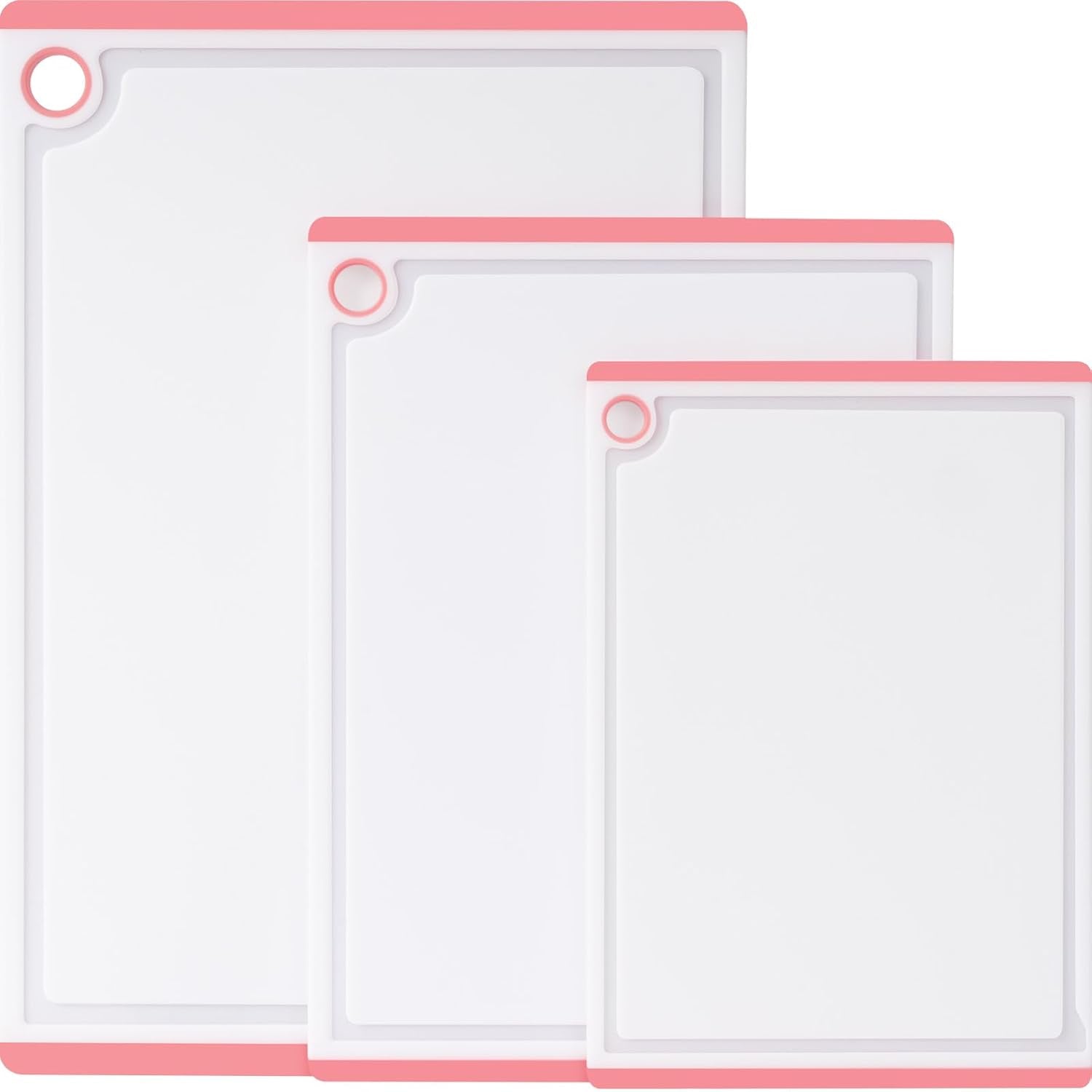 3-Piece Large Plastic Cutting Board Set with Non-Slip Feet and Juice Grooves