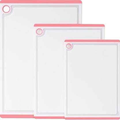 3-Piece Large Plastic Cutting Board Set with Non-Slip Feet and Juice Grooves