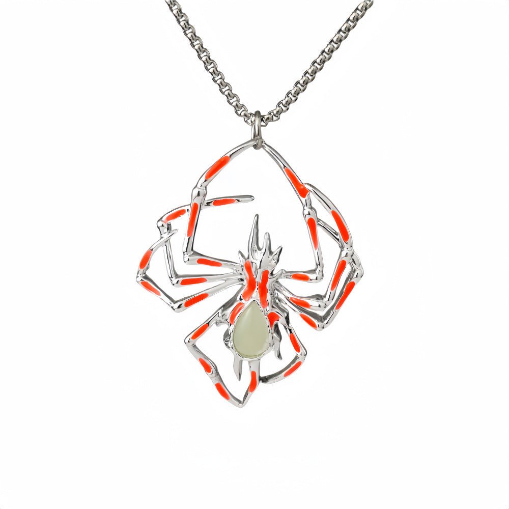 Halloween Glow-in-the-Dark Luminous Spider Necklace – Vintage Fluorescent Jewelry for Men & Women