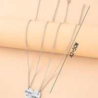 2PCS Mother Daughter Puzzle Heart Necklace – Silver Stainless Steel Matching Jewelry Set