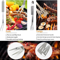 11-Piece Professional Stainless Steel BBQ Grill Accessories Set - Portable Grill Tools Kit with Storage Bag