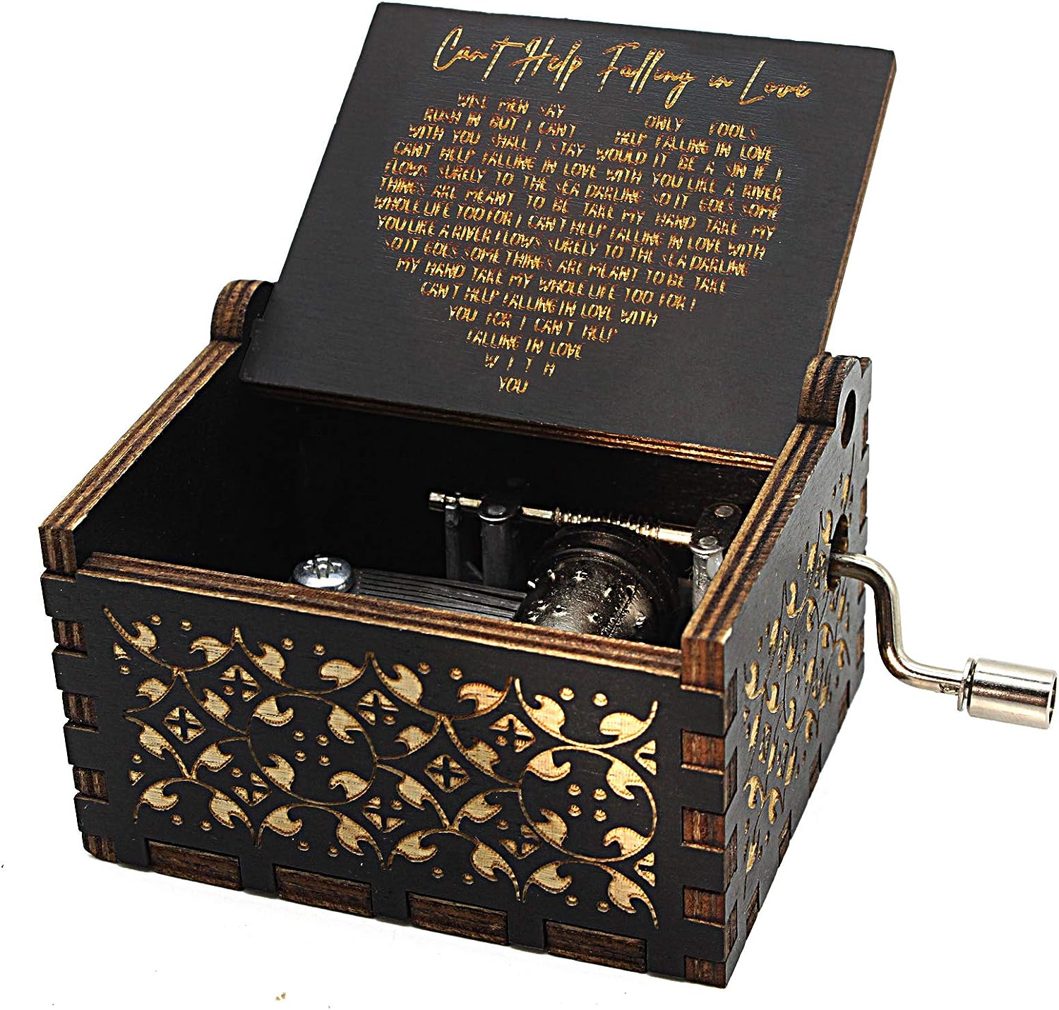 "Can'T Help Falling in Love" Wooden Music Box - Valentine's Gift  Amz Black  
