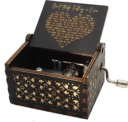 "Can'T Help Falling in Love" Wooden Music Box - Valentine's Gift  Amz Black  
