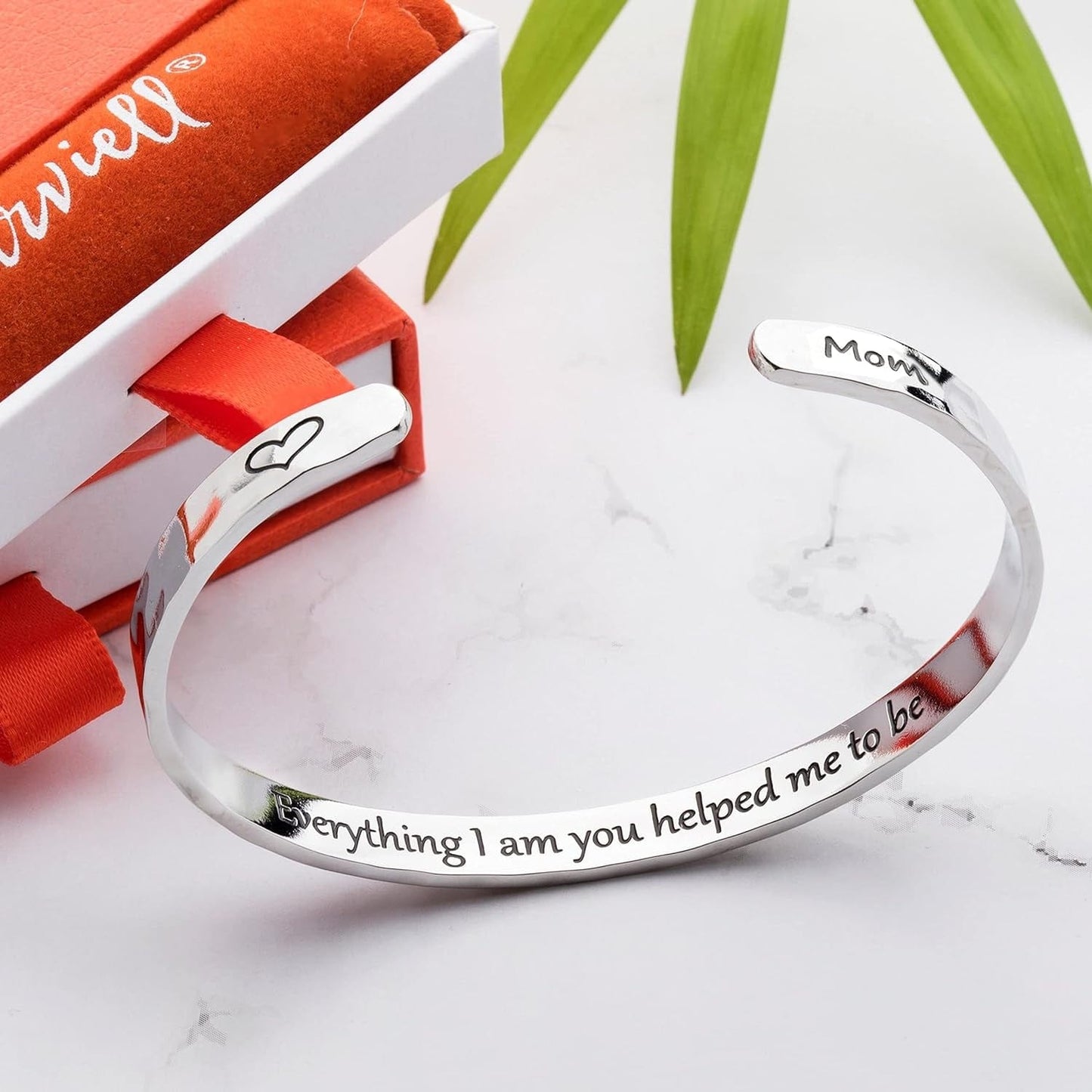 Mom'S Gift - Everything I Am You Helped Me To Be Carviell Hammered Cuff Bracelets for Mother's Day