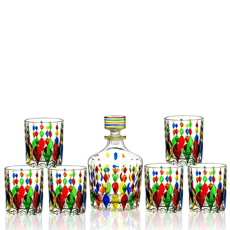 Painted Crystal Glass Liquor Glass Set