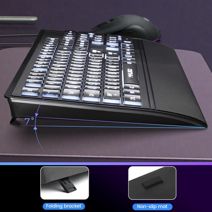 Large Print Keyboard for Seniors,Visually Impaired-High Contrast Black Keys,White Backlit with Cover,Wired USB 104 Full Size-Easy to Read Big Letters for Macular Degeneration Low Vision (No Glare)