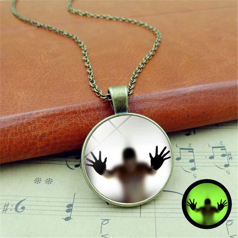 Round Luminous Necklace: Halloween Vintage Clavicle Pendant & Sweater Chain