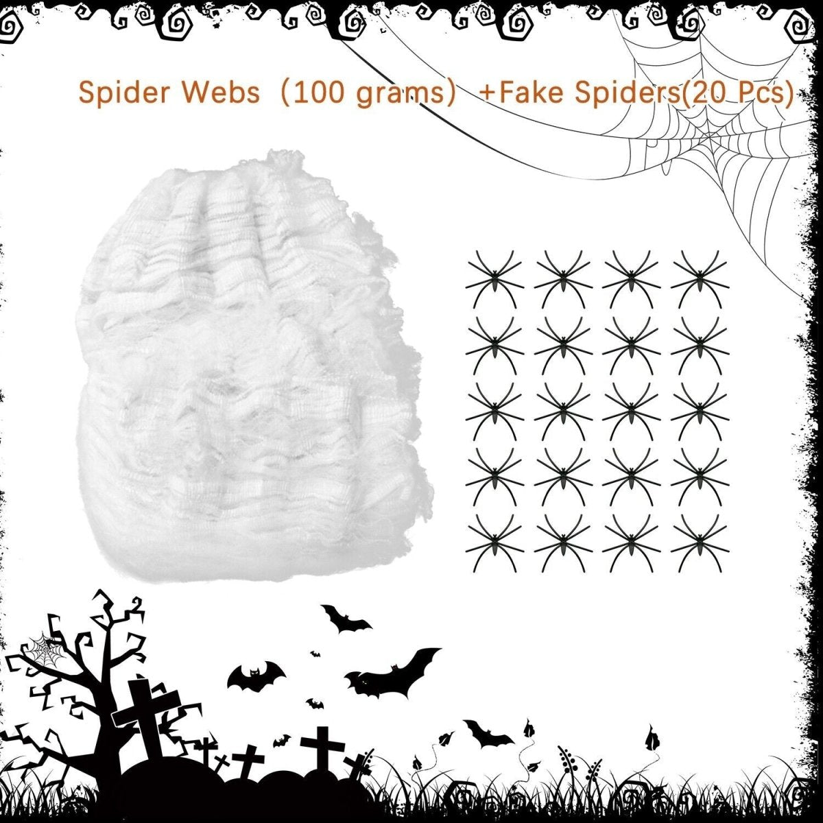 Super Stretch 1000 Sqft Halloween Spider Web Decoration with Fake Spiders