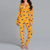 Casual Halloween Pajamas: Long Sleeve Printed Jumpsuit