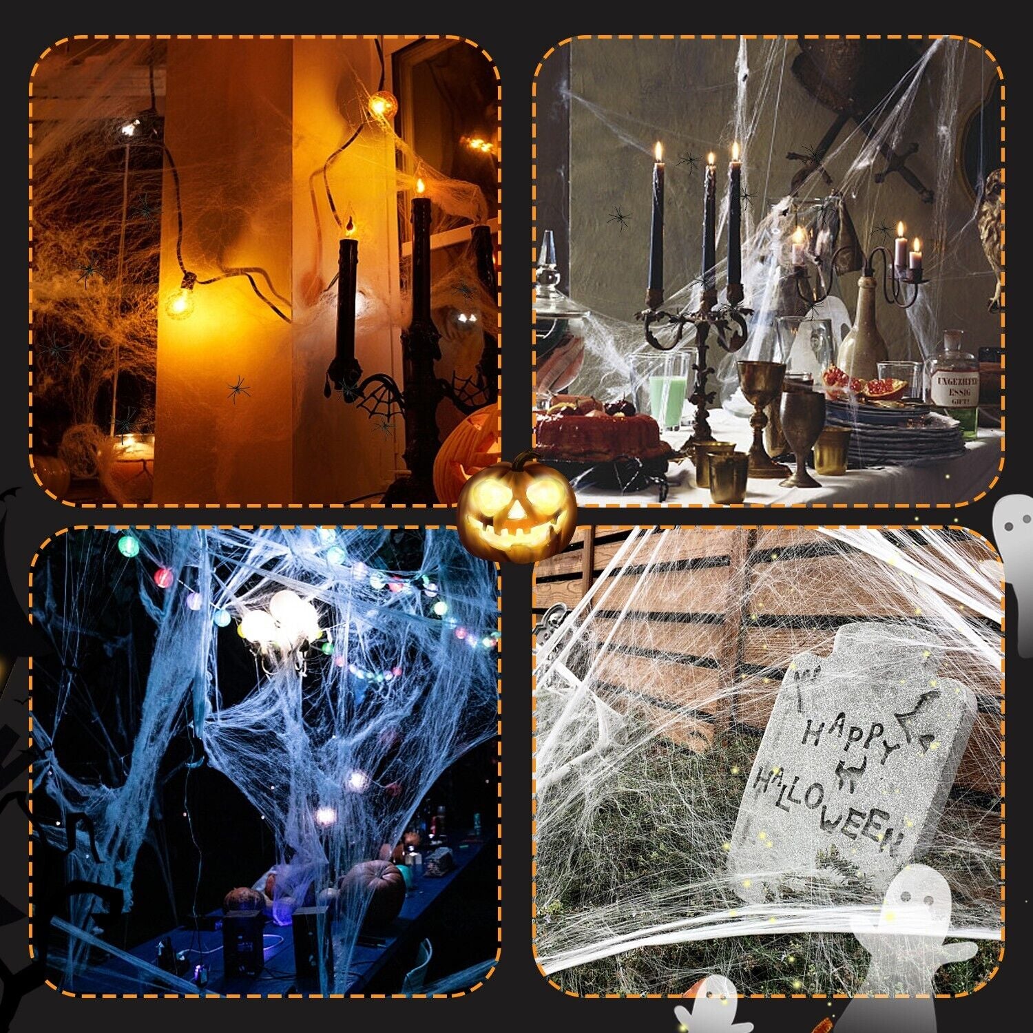 Super Stretch 1000 Sqft Halloween Spider Web Decoration with Fake Spiders