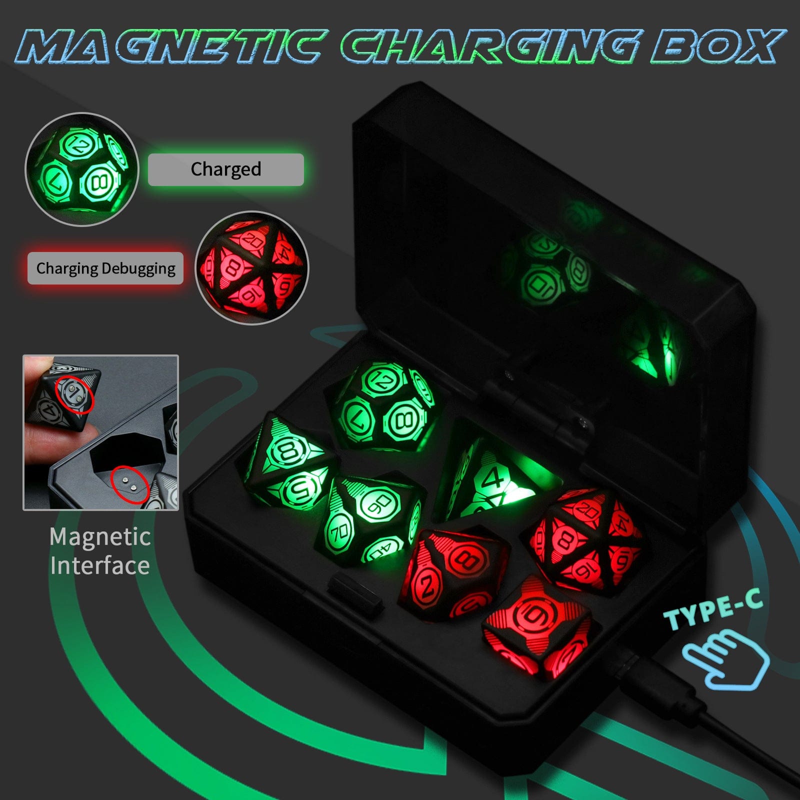 Charging Luminous Dice LED Chip Accessories CJ   