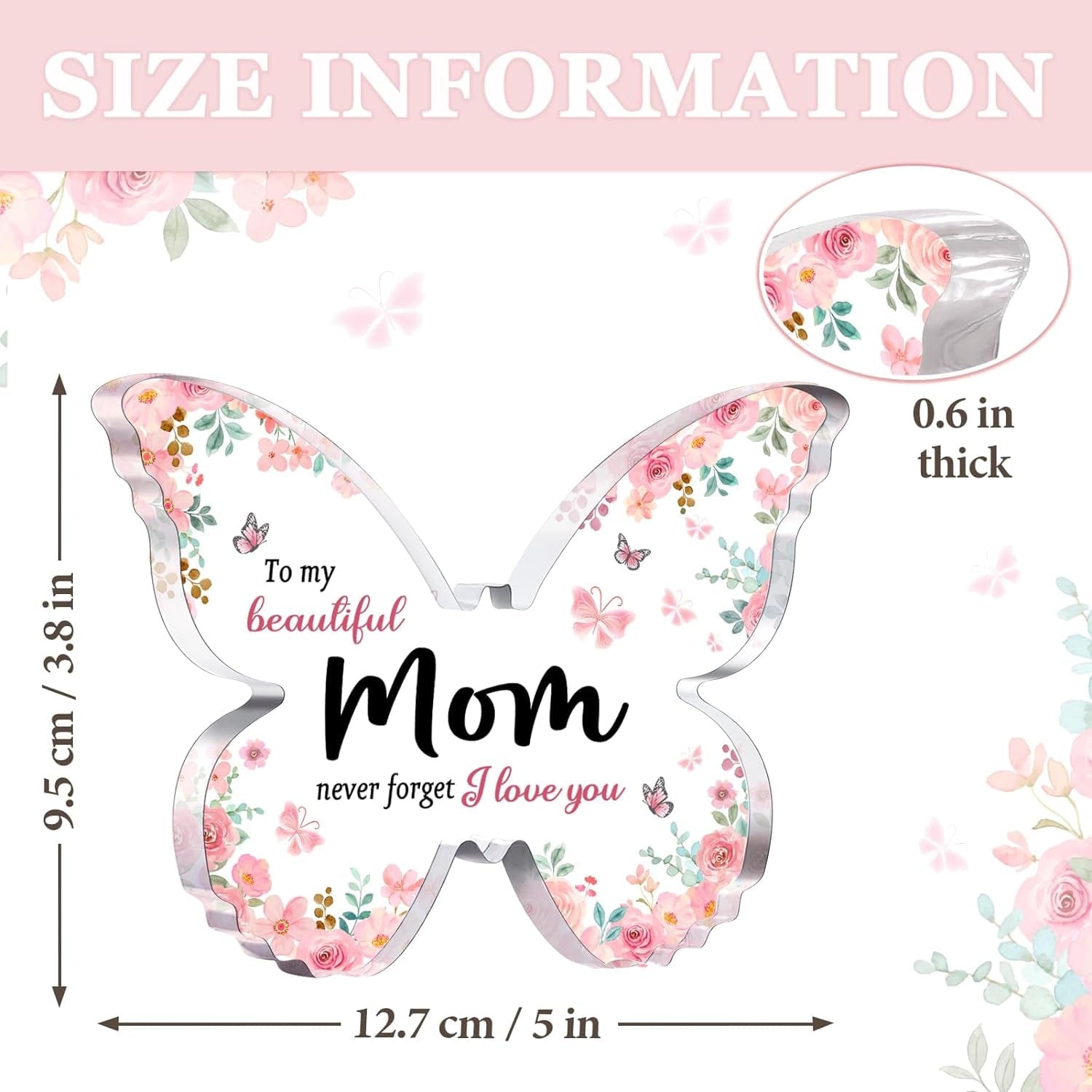 Mom Cherish Mom with a Unique Butterfly-Shaped Acrylic Plaque Keepsake - Thoughtful Mother's Day Gift