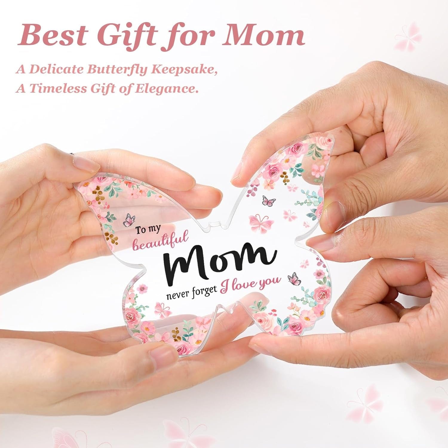 Mom Cherish Mom with a Unique Butterfly-Shaped Acrylic Plaque Keepsake - Thoughtful Mother's Day Gift