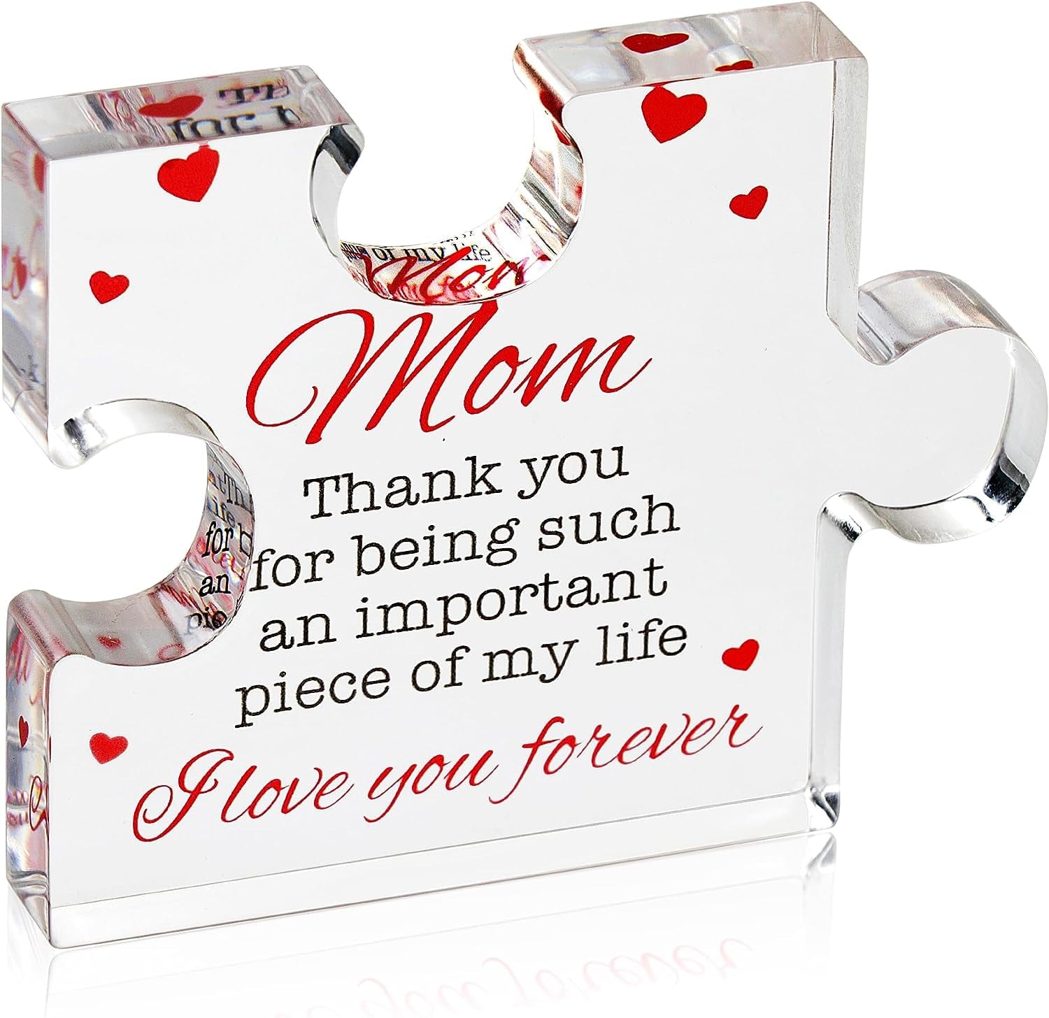 Mom Cherished Acrylic Block Puzzle for Mom - Heartfelt 4.1 x 3.5 Inch Engraved Keepsake