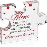 Mom Cherished Acrylic Block Puzzle for Mom - Heartfelt 4.1 x 3.5 Inch Engraved Keepsake