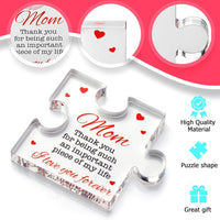 Mom Cherished Acrylic Block Puzzle for Mom - Heartfelt 4.1 x 3.5 Inch Engraved Keepsake