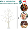 White Christmas Decorations, 2FT Birch Tree with LED Lights, Warm White Light up Tree Lamp, Fairy Light Spirit Tree for Xmas Indoor Home Table Fireplace Decor, Battery Powered, 6H/18H Timer (2PK)