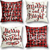 18X18 Christmas Decorations Christmas Pillow Covers 18X18 Inches Set of 4 Farmhouse Buffalo Plaid Black and Red Throw Pillow Case